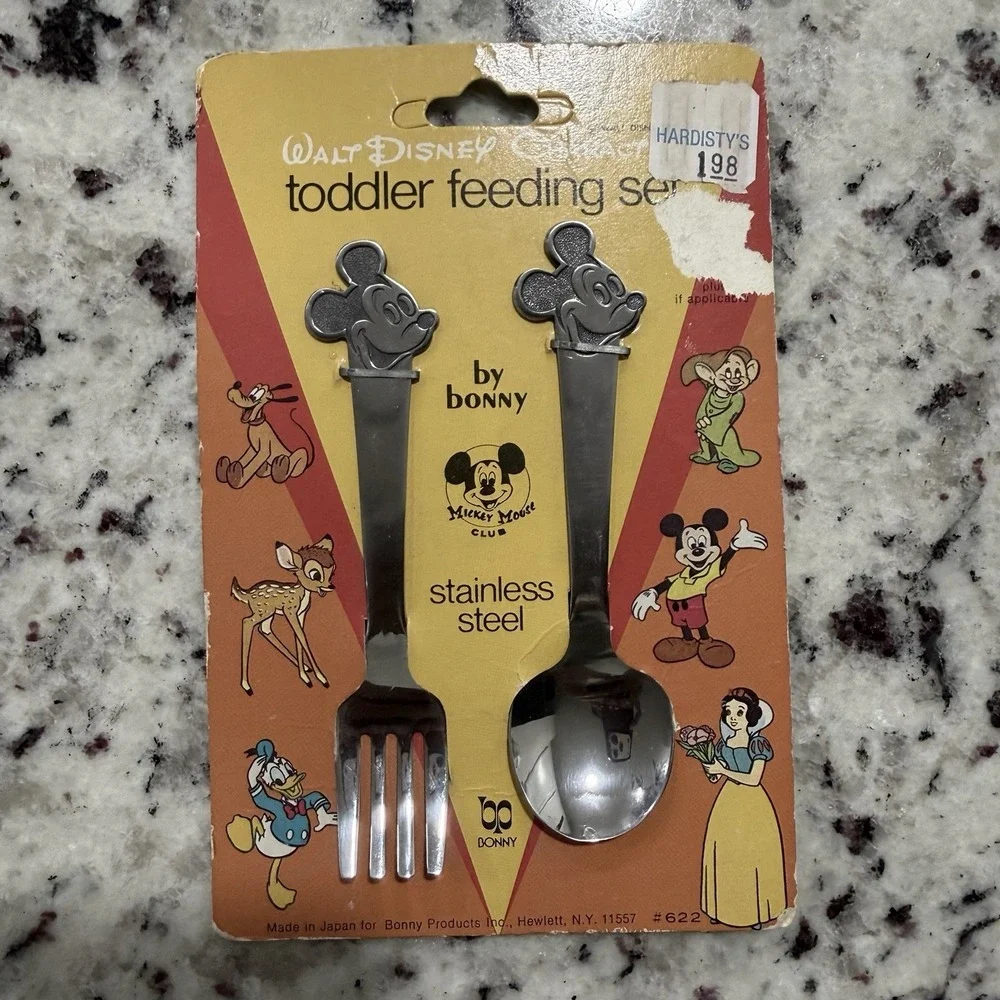 Walt Disney Mickey Mouse Bonny Stainless Steel Toddler Feeding Set #622 Vintage
